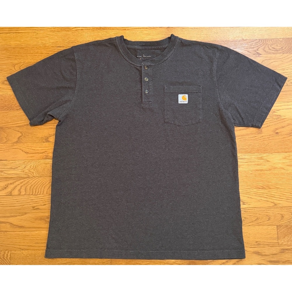 Carhartt Mens Gray Henley Short Sleeve Pocket T-Shirt K84 026 Size Large